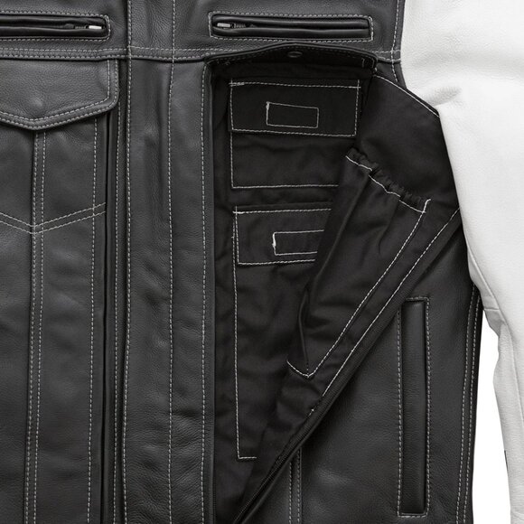 Vincent Men's Cafe Style Leather Jacket - Picture 6 of 8